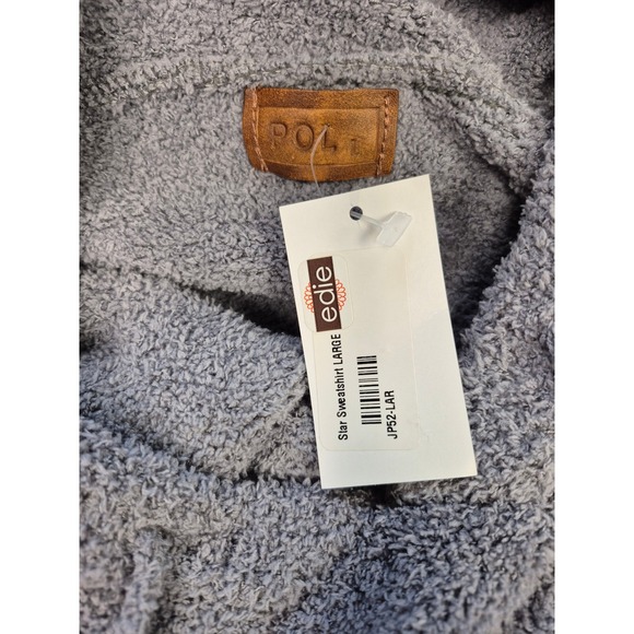 POL Star Hoodie Sweater Large Gray Plush Eyelash Knit Cozy Lounge Pullover NWT - Picture 4 of 6
